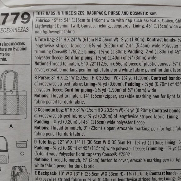 Vintage Bag Sewing Pattern Purse Backpack Tote Simplicity 9779 Carryall - Picture 8 of 11